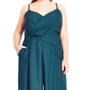 City Chic Teal Sleeveless Jumpsuit